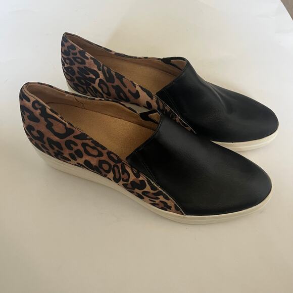 Naturalizer 'Sandra' Women's 10M Leopard Print Slip On Comfort Wedge Black Shoe - Picture 6 of 6